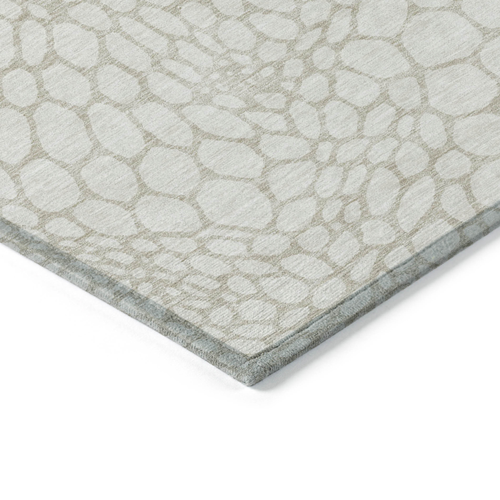 3' X 5' Ivory And Beige Geometric Washable Indoor Outdoor Area Rug