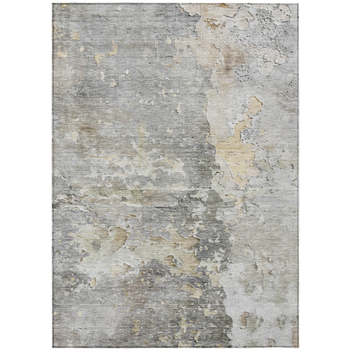 3' X 5' Gray Abstract Washable Indoor Outdoor Area Rug