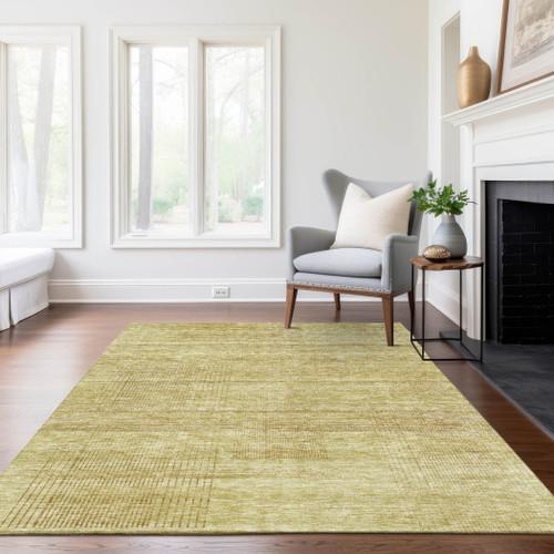3' X 5' Gold Wheat And Beige Striped Washable Indoor Outdoor Area Rug