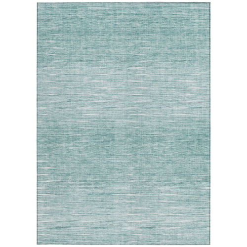 5' X 8' Aqua And Ivory Abstract Washable Indoor Outdoor Area Rug