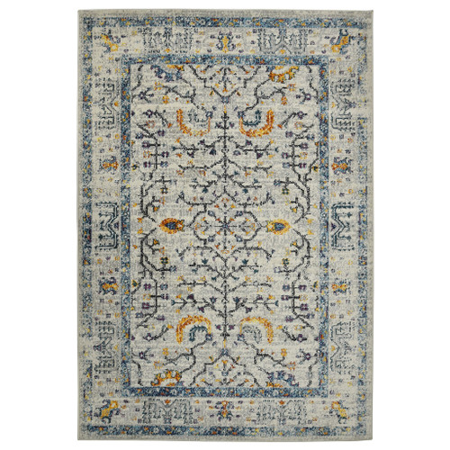 2' X 3' Ivory And Yellow Oriental Distressed Area Rug