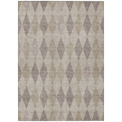 3' X 5' Beige Taupe and Brown Geometric Washable Non Skid Indoor Outdoor Area Rug