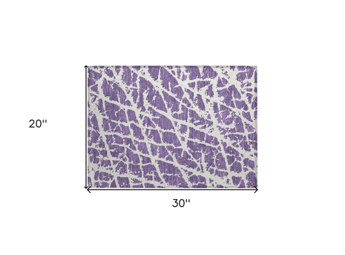 2' X 3' Purple and White Abstract Washable Non Skid Indoor Outdoor Area Rug