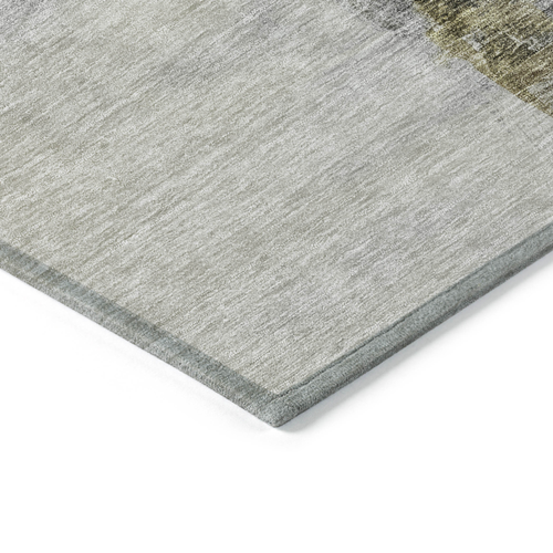 3' X 5' Khaki Light Green And Black Abstract Washable Indoor Outdoor Area Rug