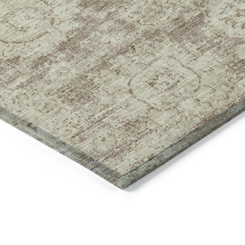 3' X 5' Brown Tan And Beige Floral Washable Indoor Outdoor Area Rug