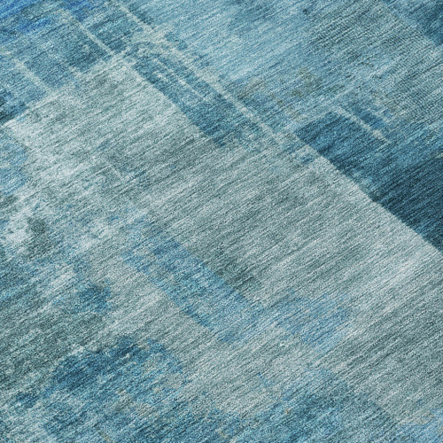 3' X 5' Blue And Ivory Abstract Washable Indoor Outdoor Area Rug