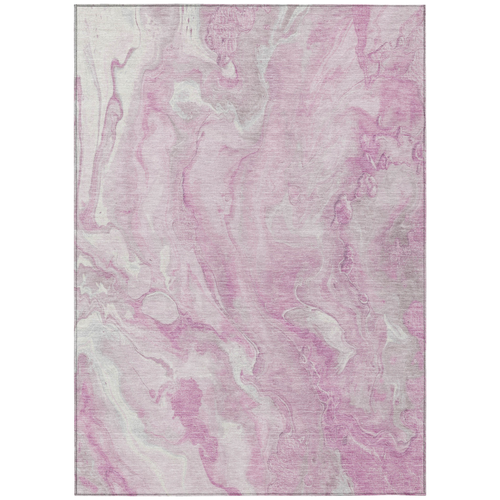 3' X 5' Pink And Silver Abstract Washable Indoor Outdoor Area Rug