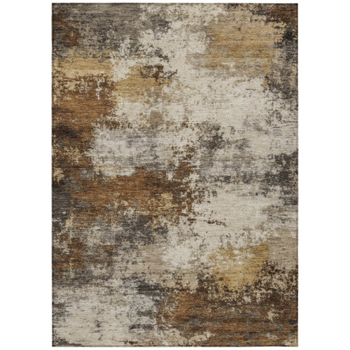 5' X 8' Brown And Beige Abstract Washable Indoor Outdoor Area Rug - Brown, Beige