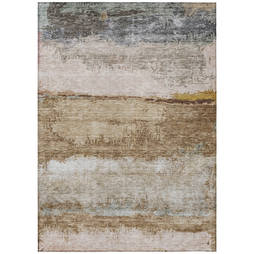 3' X 5' Beige Brown And Gray Abstract Washable Indoor Outdoor Area Rug