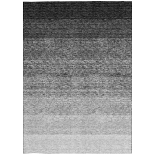 3' X 5' Black And Ivory Ombre Washable Indoor Outdoor Area Rug