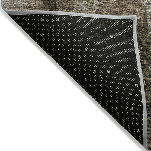 5' X 8' Brown Black And Beige Abstract Washable Indoor Outdoor Area Rug