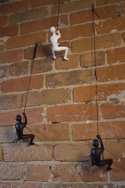 6" X 3" White Resin Climbing Man Hanging Dimensional Sculpture