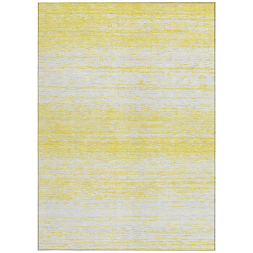 3' X 5' Yellow And Ivory Striped Washable Indoor Outdoor Area Rug