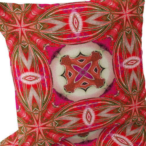 Set of Two 16" X 16" Gray and Pink Blown Seam Floral Indoor Outdoor Throw Pillow Polyester