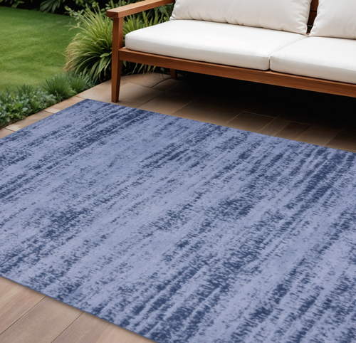 6' X 9' Denim Blue And Navy Blue Abstract Indoor Outdoor Area Rug