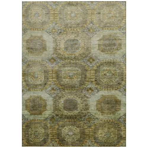 3' X 5' Gold And Beige Medallion Washable Indoor Outdoor Area Rug