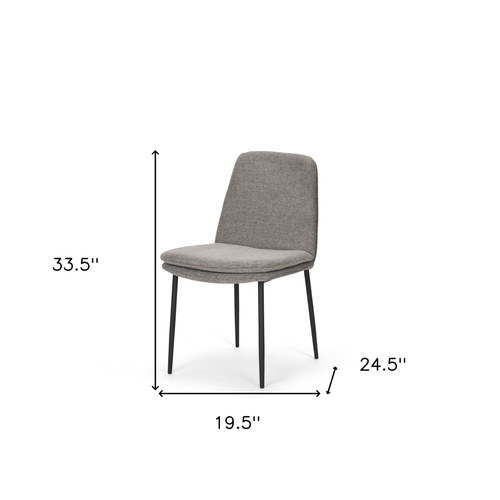 Set of Two Gray and Black Fabric Dining Side Chairs