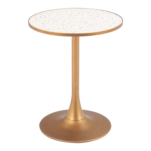Wood and Steel Pedestal Base Round Top Dining Table