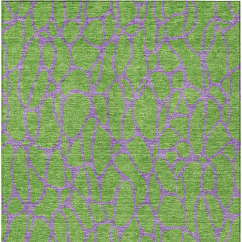 5' X 8' Lime Green And Purple Geometric Washable Indoor Outdoor Area Rug
