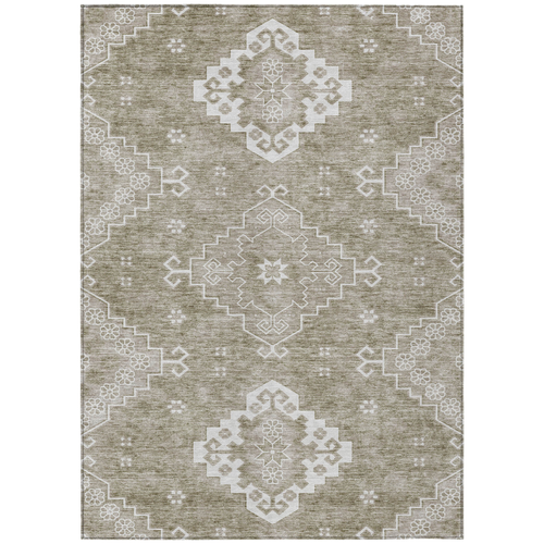 3' X 5' Taupe Beige And Ivory Medallion Washable Indoor Outdoor Area Rug