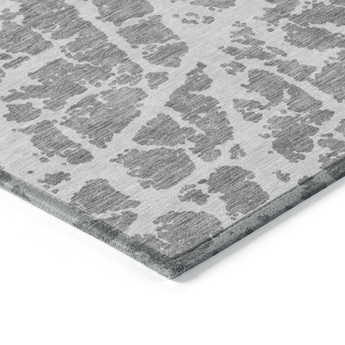8' Runner Charcoal Abstract Washable Non Skid Indoor Outdoor Runner Rug