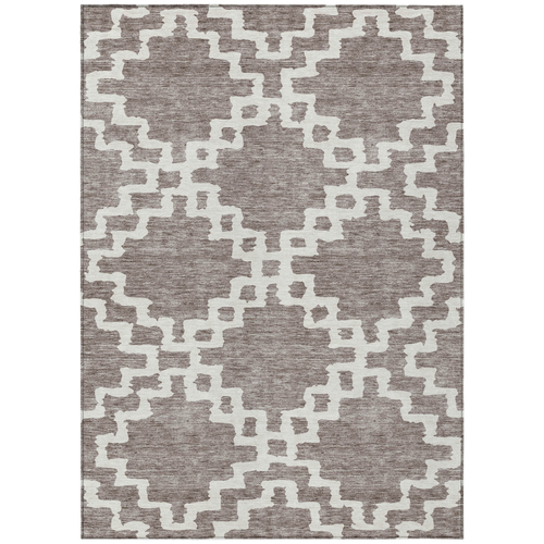 5' X 8' Taupe And Ivory Geometric Washable Indoor Outdoor Area Rug