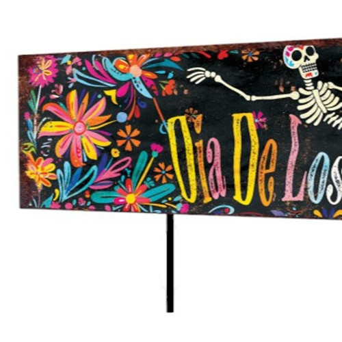 36" Black Cinco de Mayo Solid Wood Garden Stake