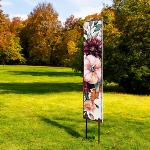 42" Green Orange And White Solid Wood Pumpkin Garden Stake