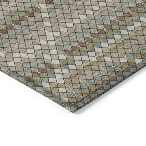 3' X 5' Taupe And Brown Geometric Washable Indoor Outdoor Area Rug - Taupe, Brown