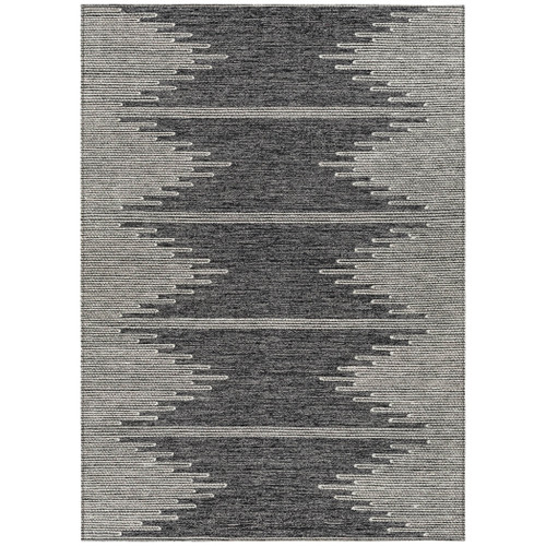 3' X 5' Charcoal And Ivory Abstract Washable Indoor Outdoor Area Rug
