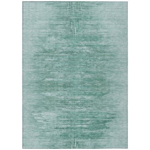 3' X 5' Aqua And Teal Blue Abstract Washable Indoor Outdoor Area Rug