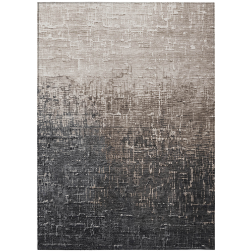 3' X 5' Khaki And Dark Gray Ombre Washable Indoor Outdoor Area Rug
