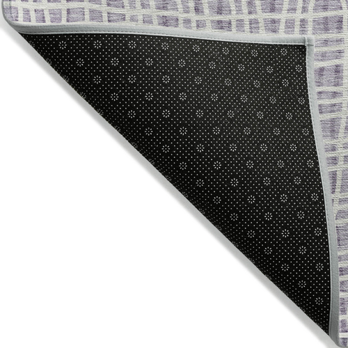 3' X 5' Lilac Purple And Ivory Striped Washable Indoor Outdoor Area Rug