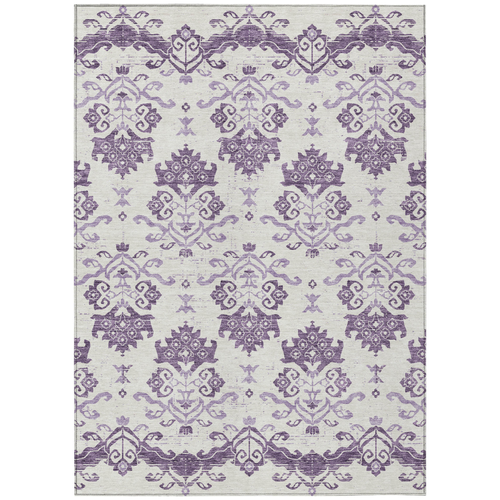 3' X 5' Purple Silver And Lilac Oriental Washable Indoor Outdoor Area Rug