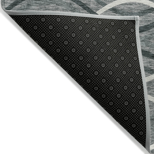 5' X 8' Gray Ivory And Charcoal Abstract Washable Indoor Outdoor Area Rug
