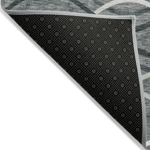 5' X 8' Gray Ivory And Charcoal Abstract Washable Indoor Outdoor Area Rug