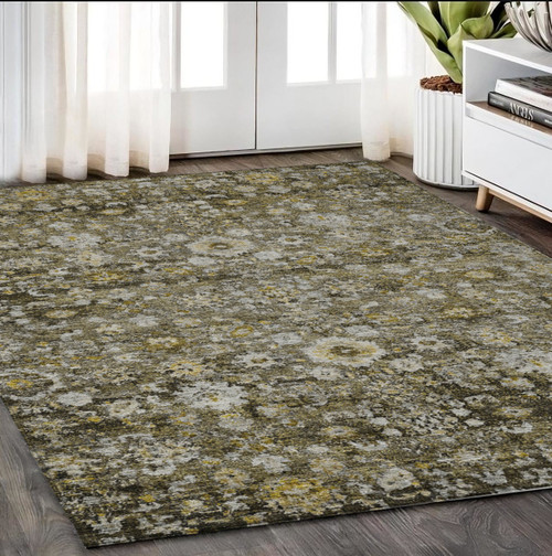 5' X 8' Brown And Beige Oriental Washable Indoor Outdoor Area Rug