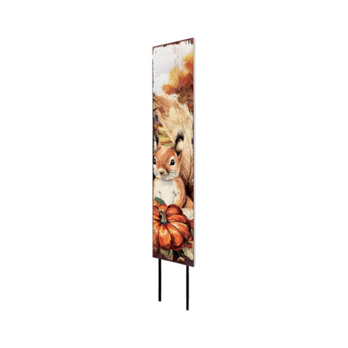 42" White And Brown Solid Wood Squirrels Garden Stake