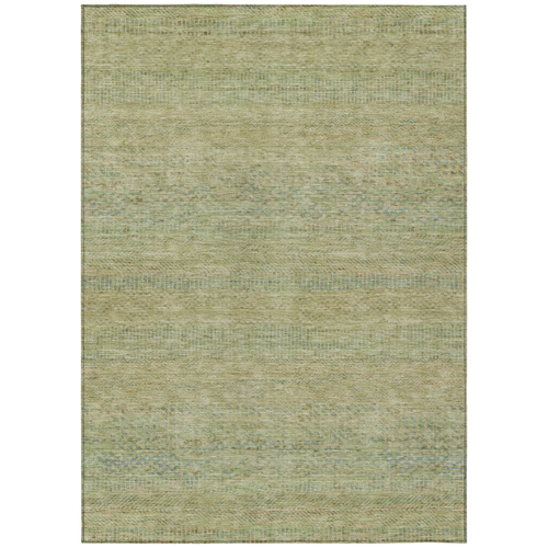 5' X 8' Wheat And Sage Striped Washable Indoor Outdoor Area Rug