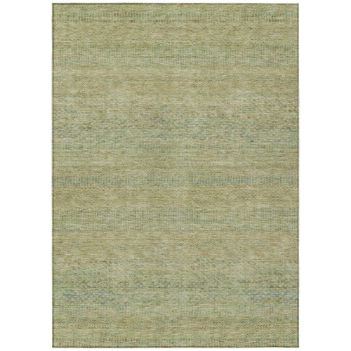 5' X 8' Wheat And Sage Striped Washable Indoor Outdoor Area Rug