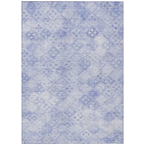 3' X 5' Sky Blue And Ivory Geometric Washable Indoor Outdoor Area Rug