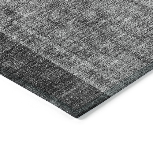 5' X 8' Charcoal Gray And Silver Geometric Washable Indoor Outdoor Area Rug