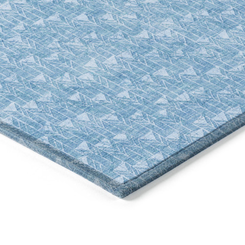 5' X 8' Blue Geometric Washable Non Skid Indoor Outdoor Area Rug