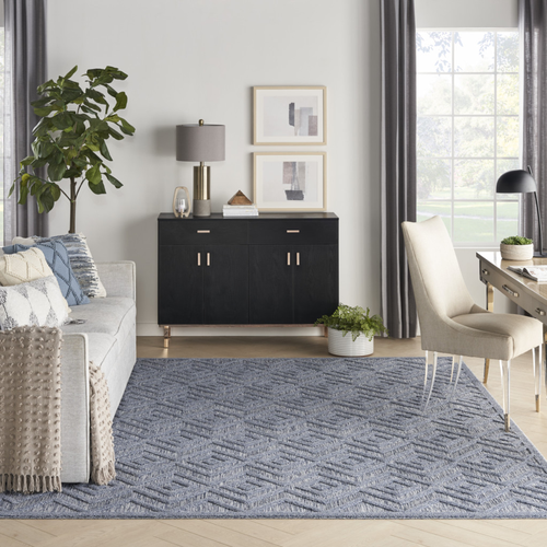 7' X 10' Blue Indoor Outdoor Area Rug