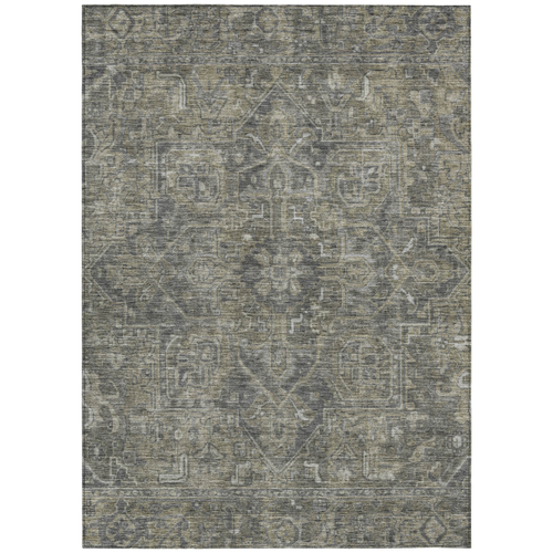 3' X 5' Brown and Black Oriental Washable Non Skid Indoor Outdoor Area Rug