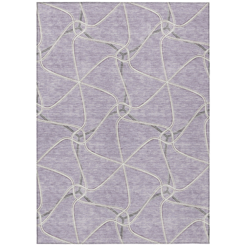 5' X 8' Lavender And Ivory Geometric Washable Indoor Outdoor Area Rug