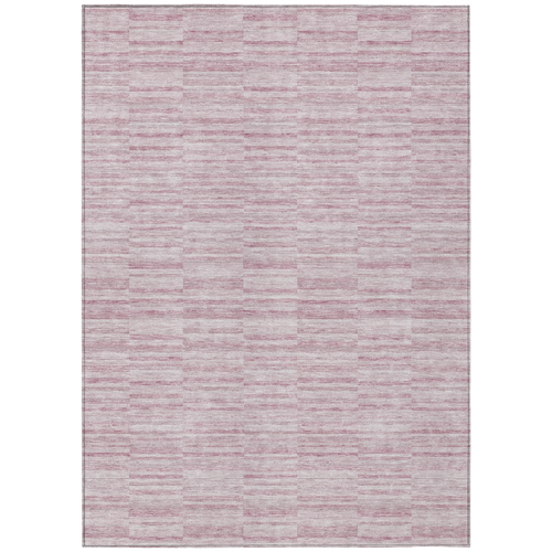 3' X 5' Blush Pink And Beige Striped Washable Indoor Outdoor Area Rug