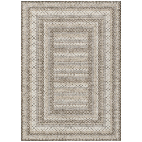 3' X 5' Taupe And Ivory Geometric Washable Indoor Outdoor Area Rug - Taupe, Ivory