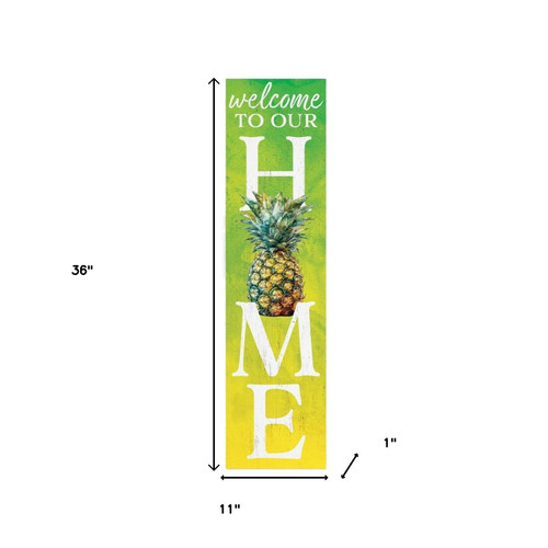 36" Green Yellow And White Solid Wood Welcome To Our Home Porch Sign