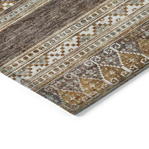 3' X 5' Chocolate And Gray Southwestern Washable Indoor Outdoor Area Rug